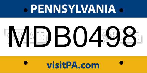 MDB0498 Pennsylvania License Plate