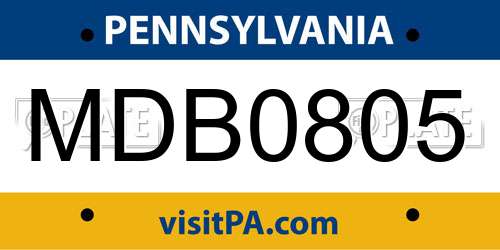 MDB0805 Pennsylvania License Plate