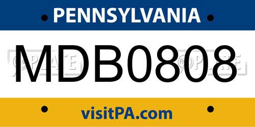 MDB0808 Pennsylvania License Plate