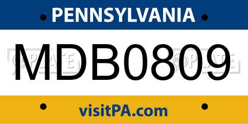 MDB0809 Pennsylvania License Plate