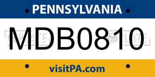 MDB0810 Pennsylvania License Plate
