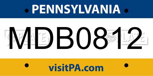 MDB0812 Pennsylvania License Plate