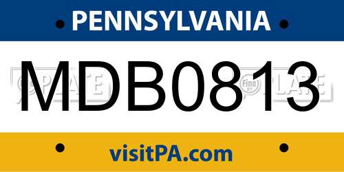 MDB0813 Pennsylvania License Plate