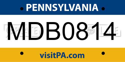 MDB0814 Pennsylvania License Plate