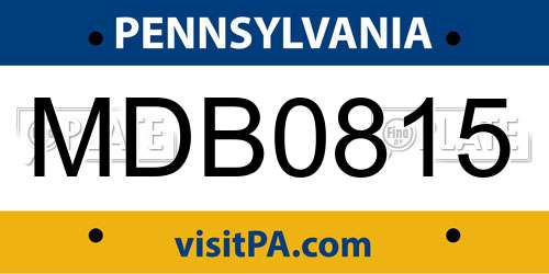 MDB0815 Pennsylvania License Plate