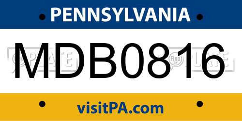 MDB0816 Pennsylvania License Plate