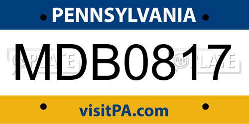 MDB0817 Pennsylvania License Plate