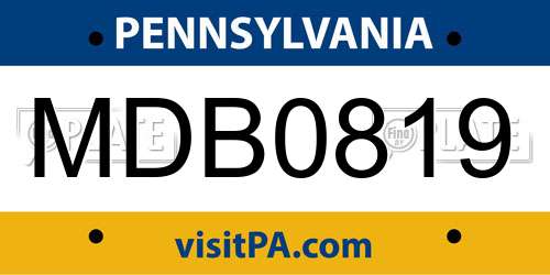 MDB0819 Pennsylvania License Plate