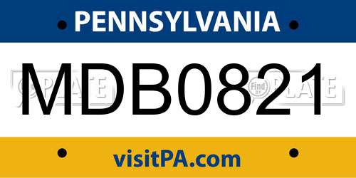 MDB0821 Pennsylvania License Plate