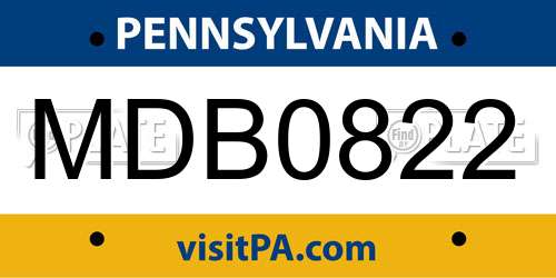 MDB0822 Pennsylvania License Plate