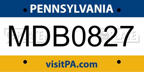 MDB0827 Pennsylvania License Plate