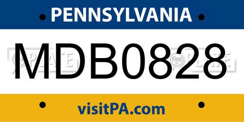 MDB0828 Pennsylvania License Plate