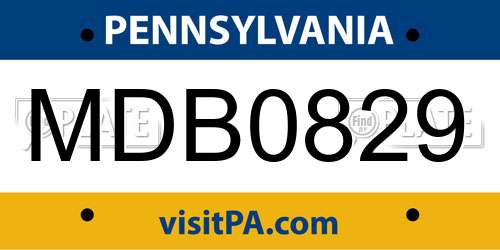 MDB0829 Pennsylvania License Plate