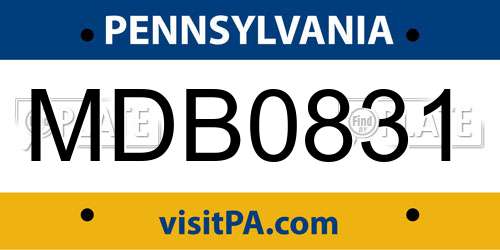 MDB0831 Pennsylvania License Plate
