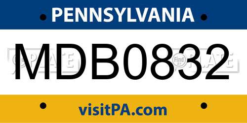MDB0832 Pennsylvania License Plate