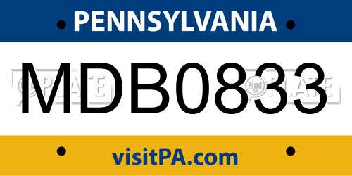MDB0833 Pennsylvania License Plate