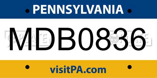 MDB0836 Pennsylvania License Plate