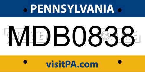 MDB0838 Pennsylvania License Plate
