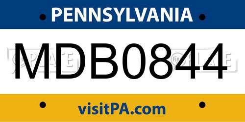 MDB0844 Pennsylvania License Plate