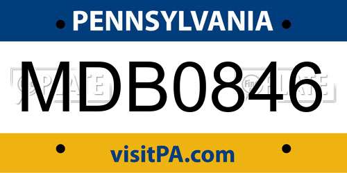 MDB0846 Pennsylvania License Plate