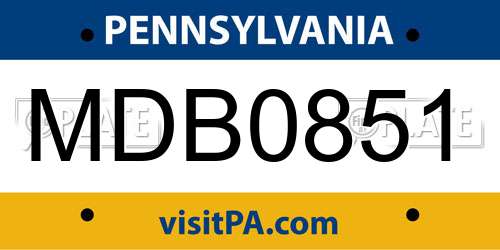 MDB0851 Pennsylvania License Plate