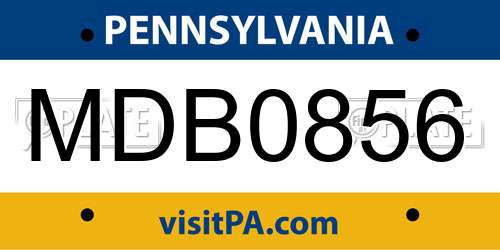 MDB0856 Pennsylvania License Plate