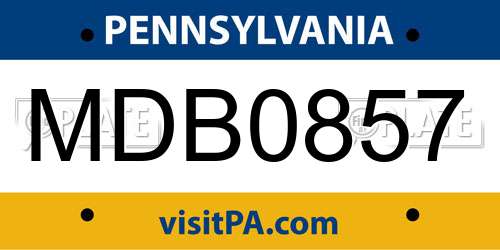 MDB0857 Pennsylvania License Plate