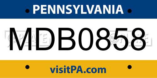 MDB0858 Pennsylvania License Plate