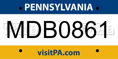 MDB0861 Pennsylvania License Plate