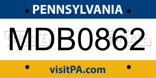 MDB0862 Pennsylvania License Plate