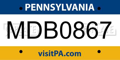 MDB0867 Pennsylvania License Plate