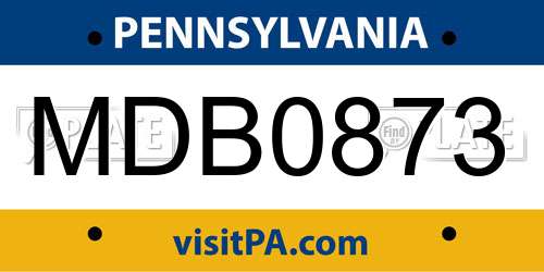 MDB0873 Pennsylvania License Plate