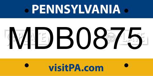 MDB0875 Pennsylvania License Plate