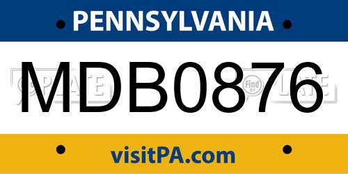 MDB0876 Pennsylvania License Plate