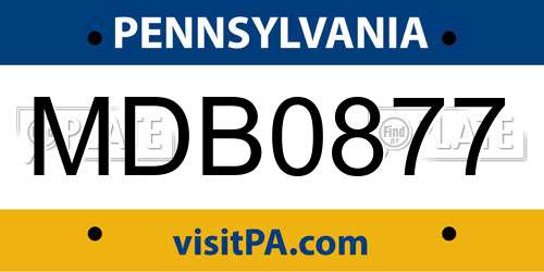MDB0877 Pennsylvania License Plate
