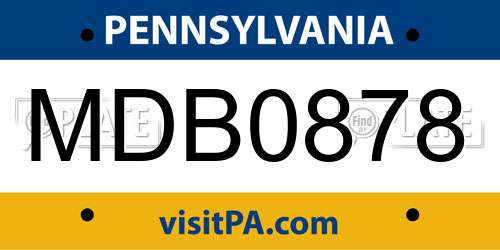 MDB0878 Pennsylvania License Plate