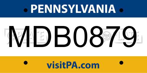 MDB0879 Pennsylvania License Plate