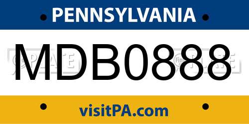 MDB0888 Pennsylvania License Plate