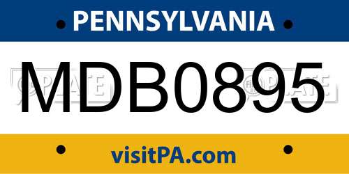 MDB0895 Pennsylvania License Plate