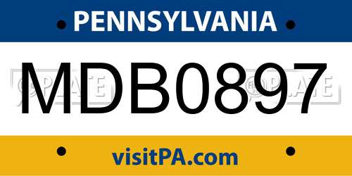 MDB0897 Pennsylvania License Plate