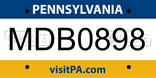 MDB0898 Pennsylvania License Plate