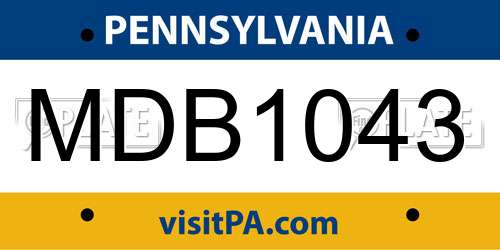 MDB1043 Pennsylvania License Plate