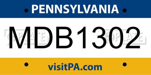 MDB1302 Pennsylvania License Plate