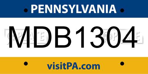MDB1304 Pennsylvania License Plate