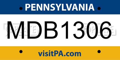 MDB1306 Pennsylvania License Plate