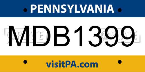 MDB1399 Pennsylvania License Plate