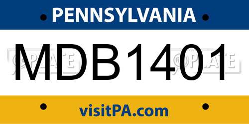 MDB1401 Pennsylvania License Plate