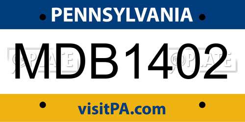 MDB1402 Pennsylvania License Plate
