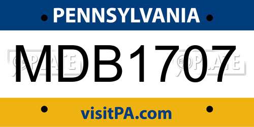 MDB1707 Pennsylvania License Plate