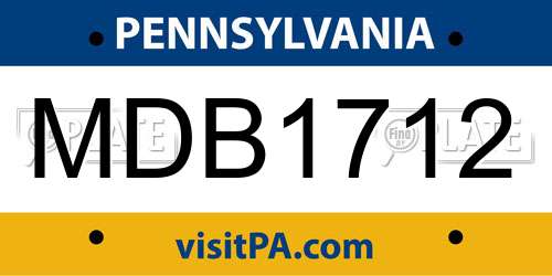MDB1712 Pennsylvania License Plate